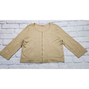 Lilly Pulitzer WOMENS SZ L Annie Cardigan Sweater Sand Bar Metallic Gold Hook
